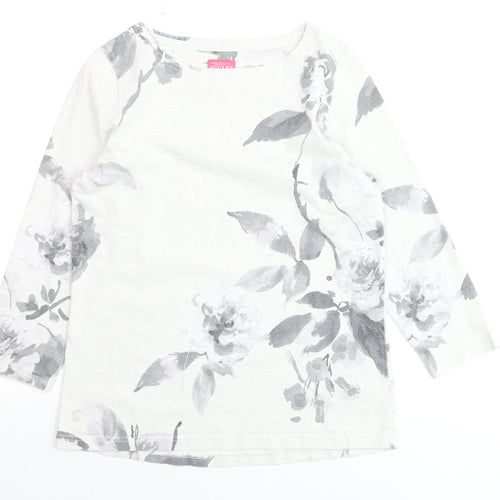 Joules Women’s Grey Floral Cotton Pullover Jumper Size 10