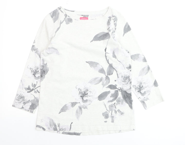 Joules Women’s Grey Floral Cotton Pullover Jumper Size 10