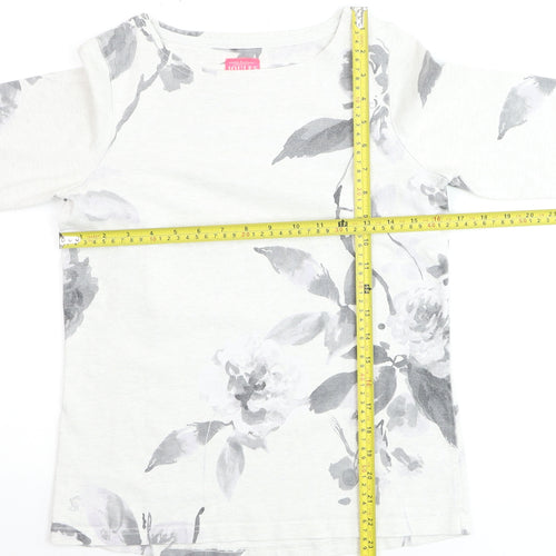 Joules Women’s Grey Floral Cotton Pullover Jumper Size 10