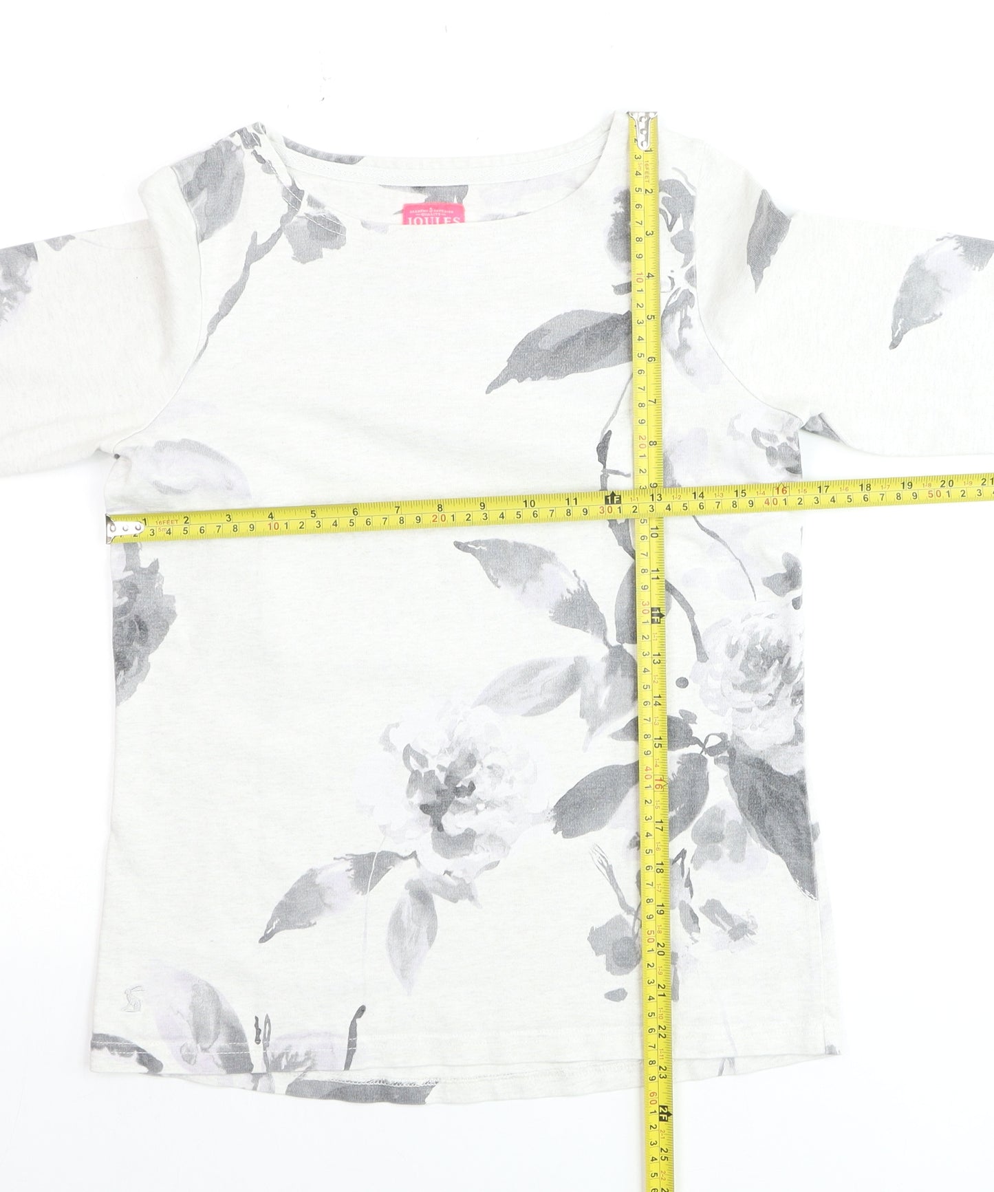 Joules Women’s Grey Floral Cotton Pullover Jumper Size 10