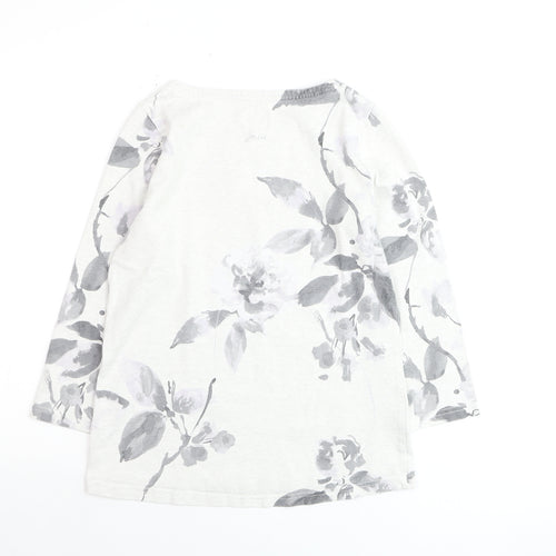 Joules Women’s Grey Floral Cotton Pullover Jumper Size 10