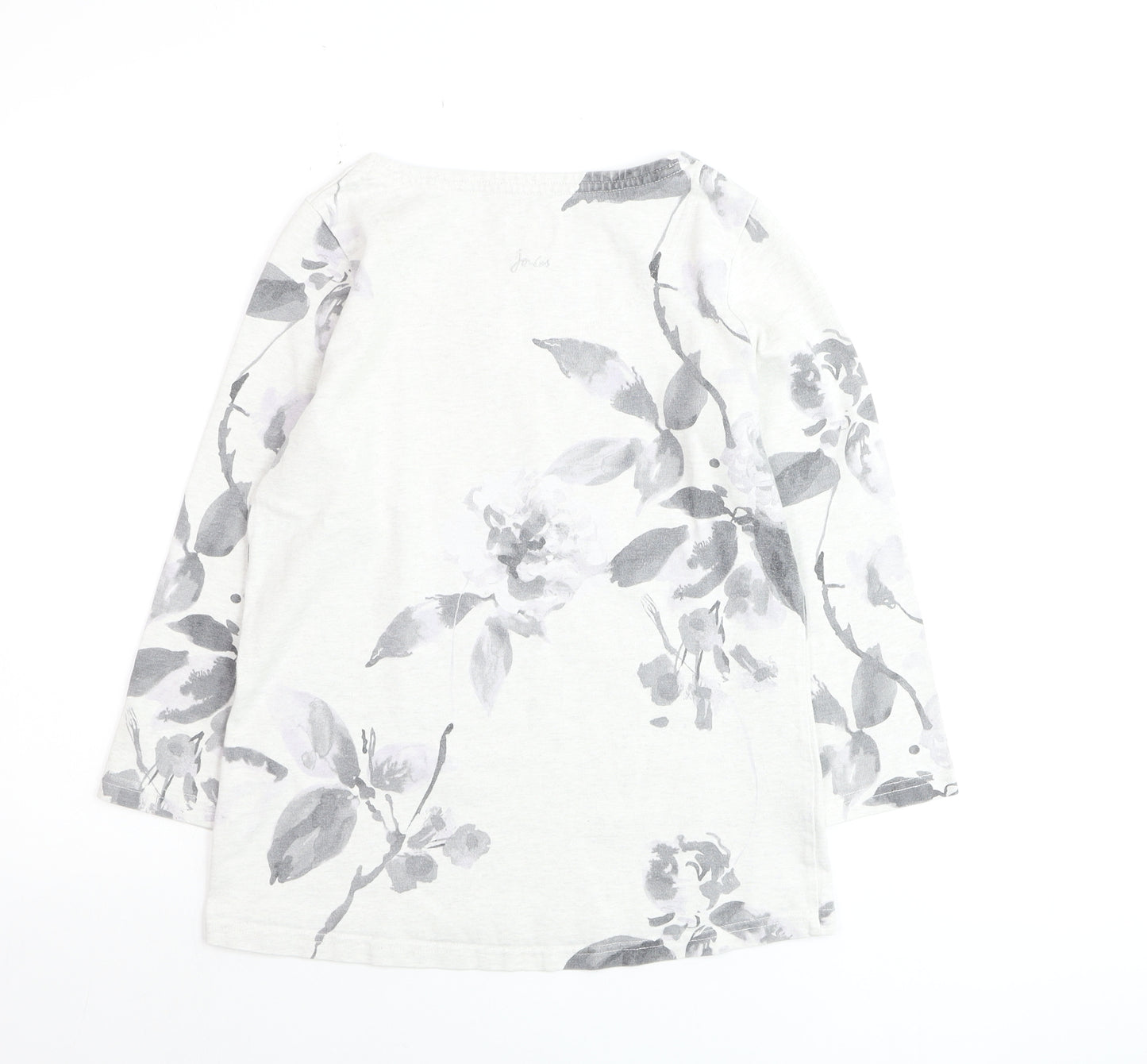 Joules Women’s Grey Floral Cotton Pullover Jumper Size 10