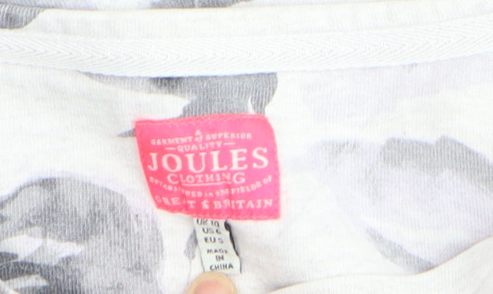 Joules Women’s Grey Floral Cotton Pullover Jumper Size 10