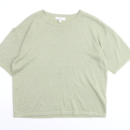 Marks and Spencer Women’s Light Green Glitter Knit T-Shirt Medium