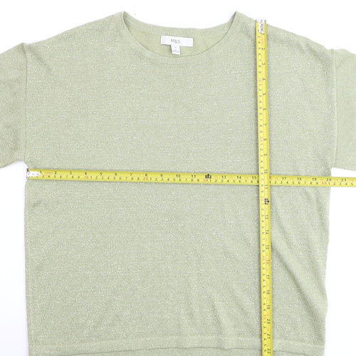 Marks and Spencer Women’s Light Green Glitter Knit T-Shirt Medium