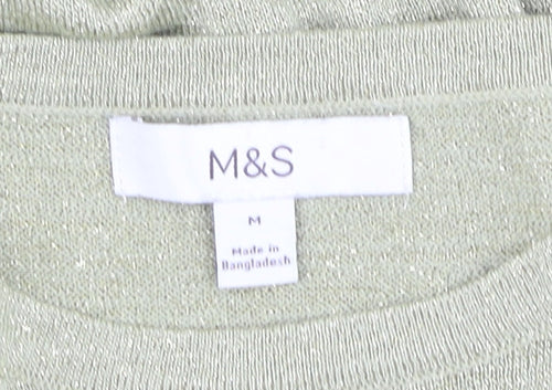 Marks and Spencer Women’s Light Green Glitter Knit T-Shirt Medium