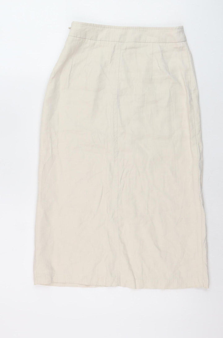 Miss Lan Women's Beige Cotton Midi Pencil Skirt Size S