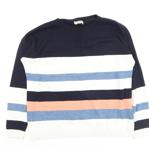 Hobbs Women's Multicoloured Striped Cotton Crew Neck Jumper Size L