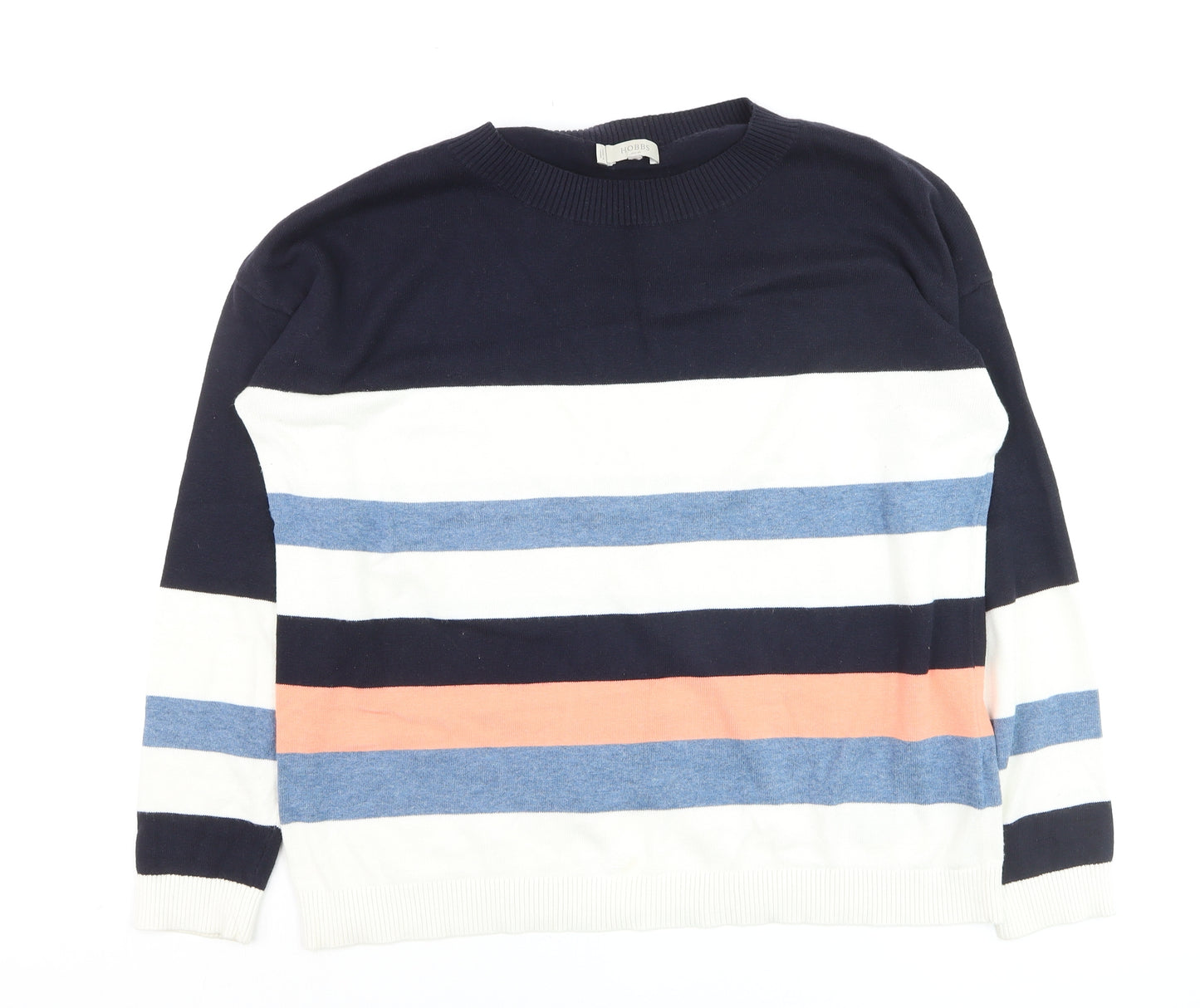 Hobbs Women's Multicoloured Striped Cotton Crew Neck Jumper Size L