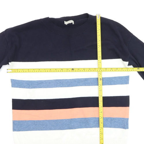 Hobbs Women's Multicoloured Striped Cotton Crew Neck Jumper Size L
