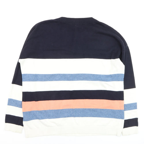 Hobbs Women's Multicoloured Striped Cotton Crew Neck Jumper Size L