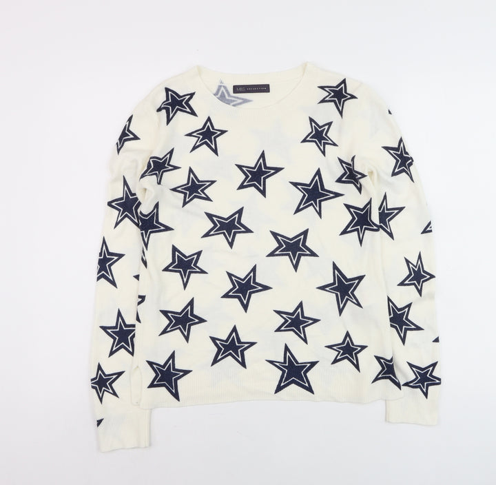 Marks and Spencer Women's Ivory Star Print Jumper UK 8