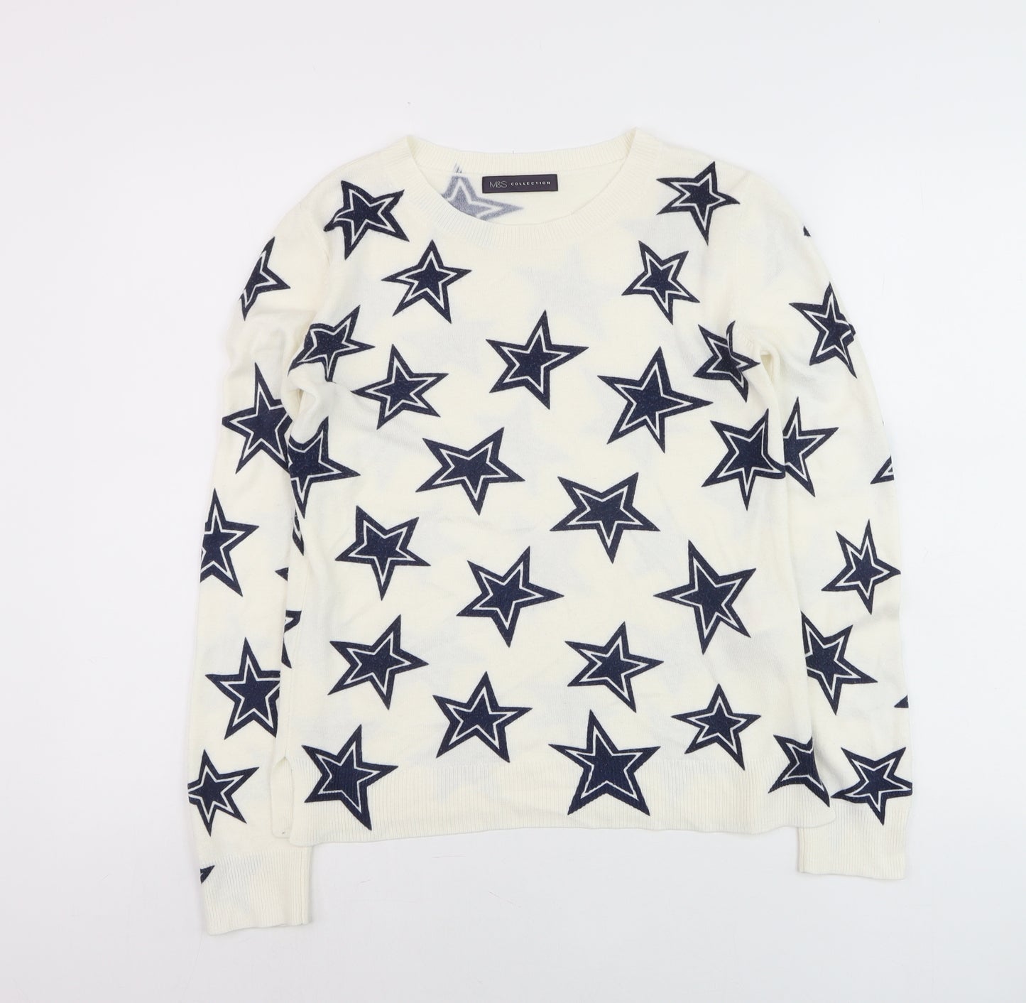 Marks and Spencer Women's Ivory Star Print Jumper UK 8