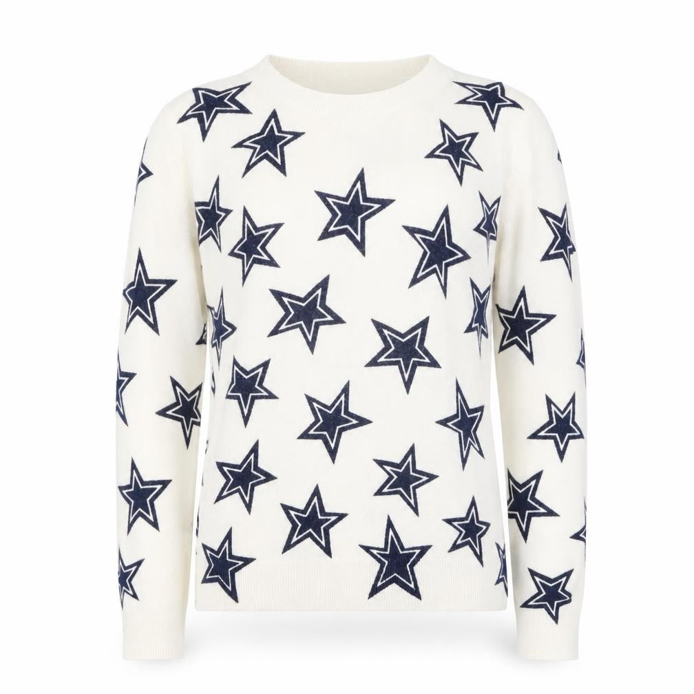 Front view of Marks & Spencer Women's Ivory Star Print Jumper UK 8