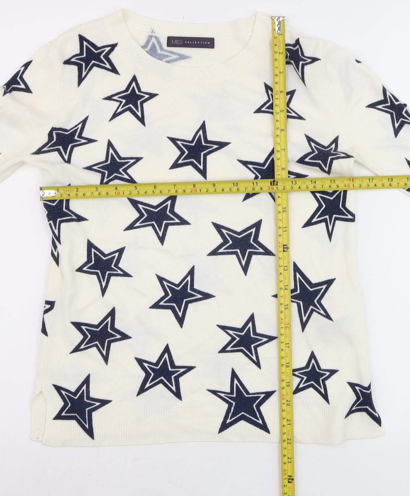 Marks and Spencer Women's Ivory Star Print Jumper UK 8