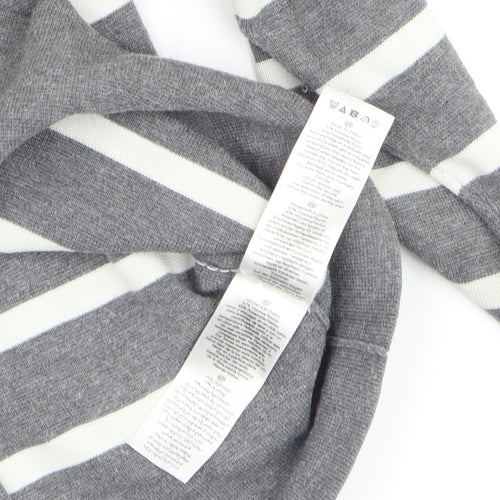 Hobbs Women Grey White Striped Roll Neck Cotton Jumper Size M