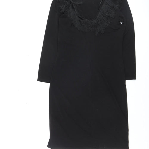 Armani Exchange Women's Black Fringe Bodycon Knee Length Dress M