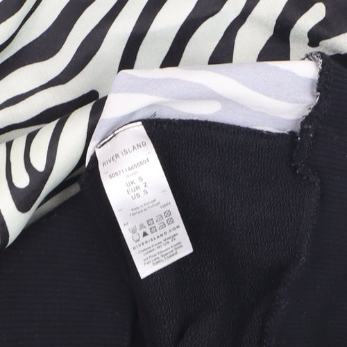 River Island Women's Black Zebra Print Pullover Jumper Size 2