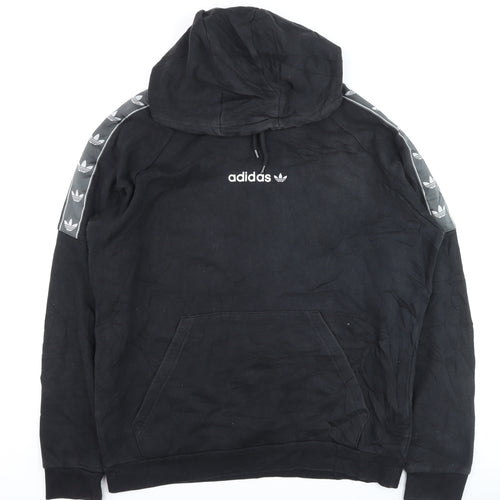 Adidas Men's Black Pullover Hoodie L Logo Fleece Sportswear