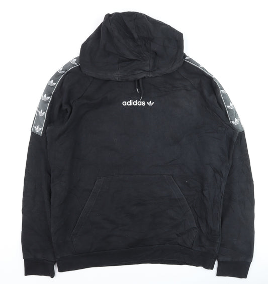 Adidas Men's Black Pullover Hoodie L Logo Fleece Sportswear