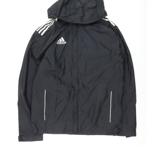 Adidas Men's Black L Hooded Windbreaker Jacket Lightweight Sports