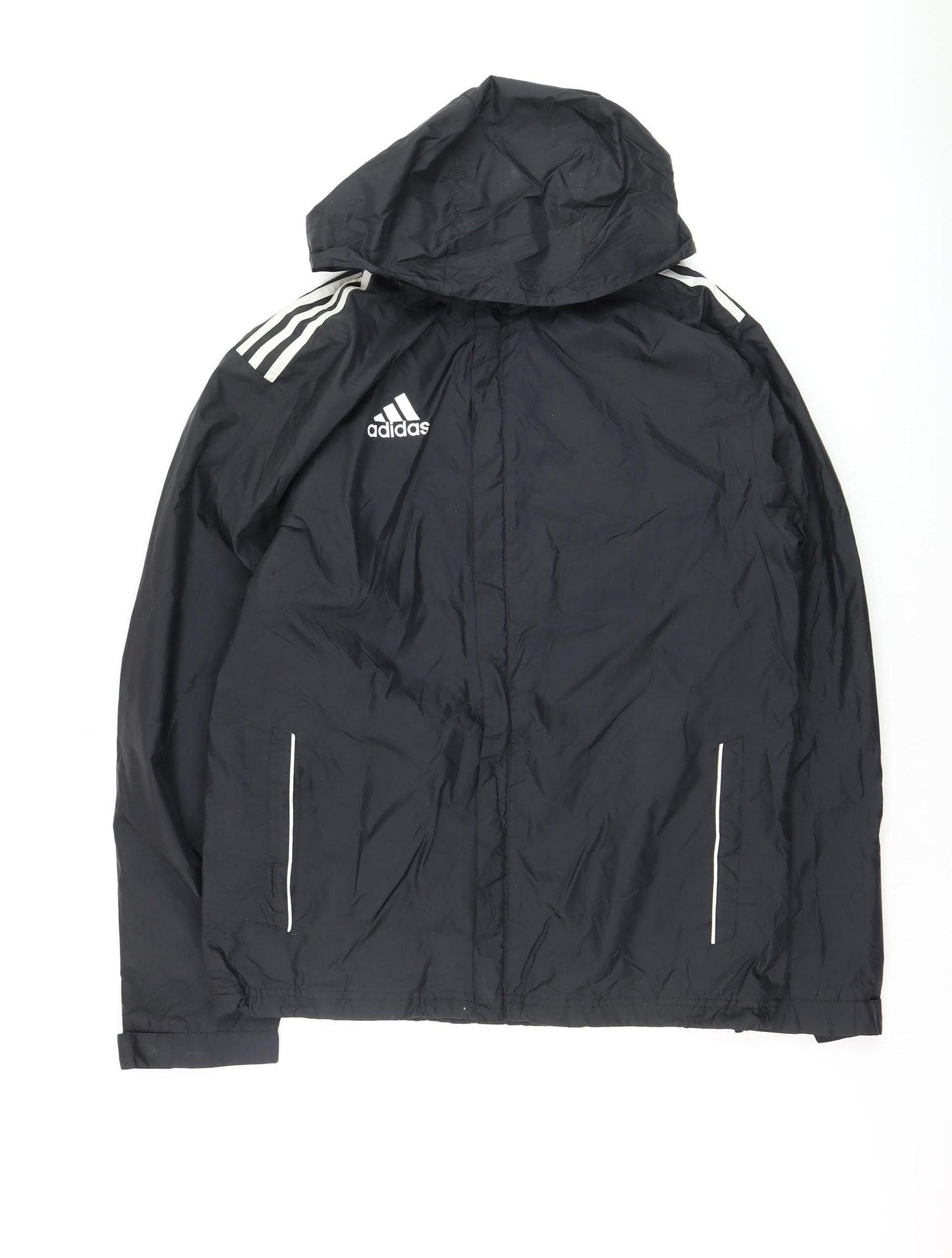 Adidas Men's Black L Hooded Windbreaker Jacket Lightweight Sports