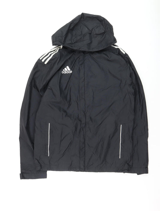 Adidas Men's Black L Hooded Windbreaker Jacket Lightweight Sports