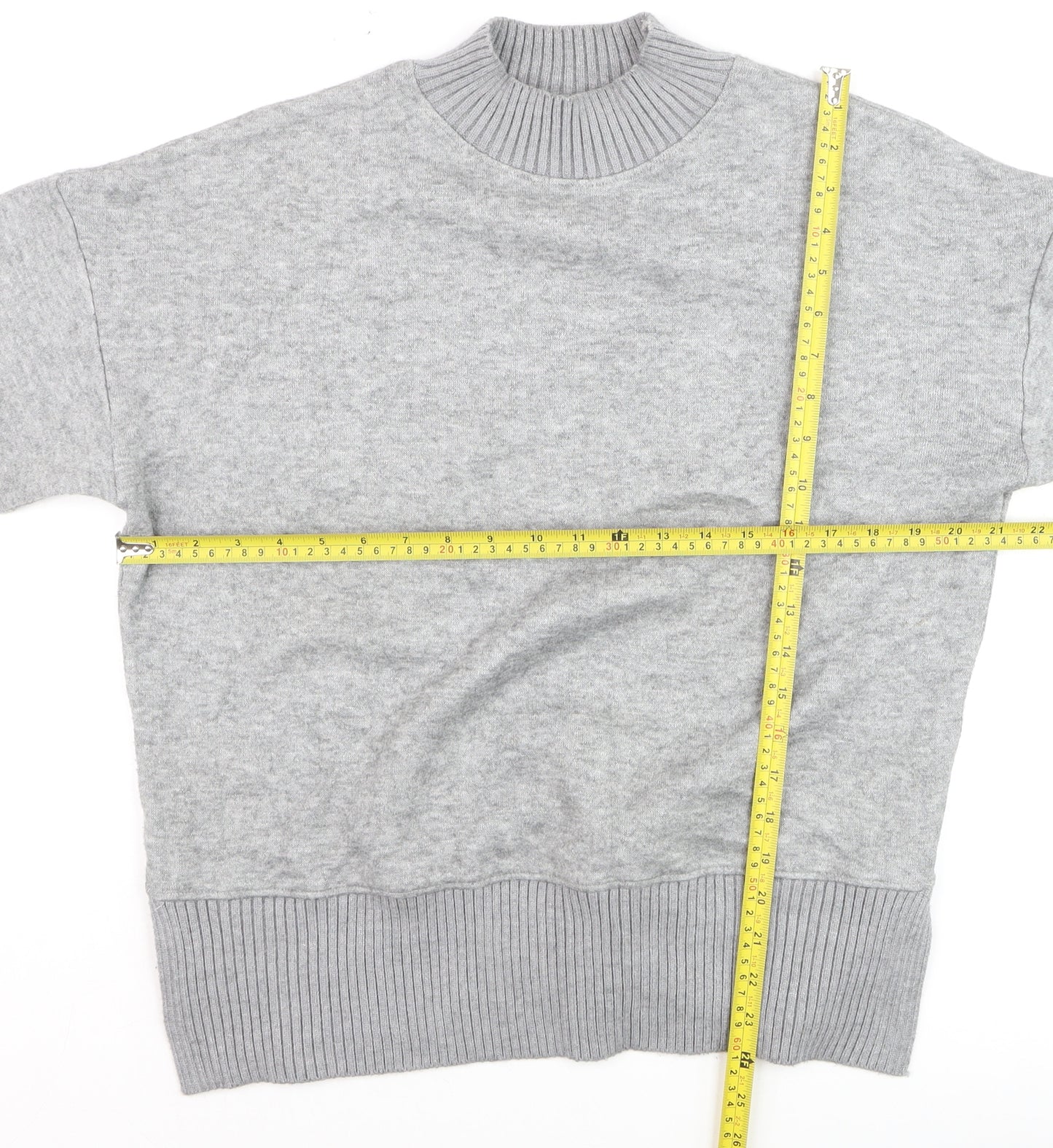 Next Men's Grey Mock Neck Pullover Jumper M Regular Fit