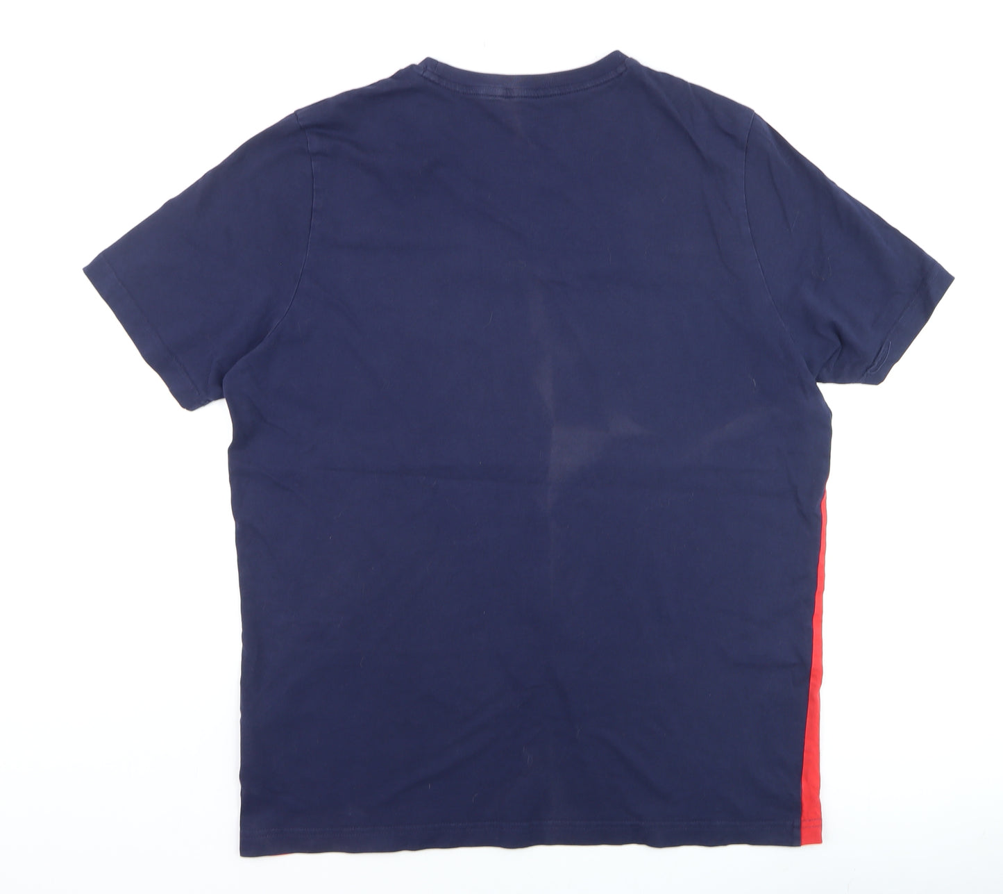 Puma Men's Navy Red White Colourblock Logo Short Sleeve T-Shirt L