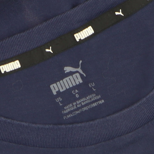 Puma Men's Navy Red White Colourblock Logo Short Sleeve T-Shirt L