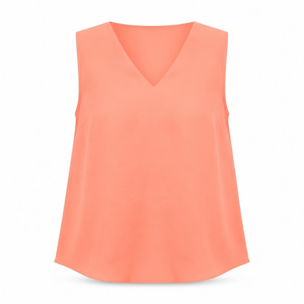 Dunnes Women’s Orange Sleeveless V-Neck Blouse Size 12