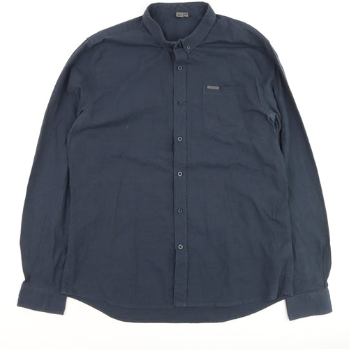 Firetrap Men's Navy Blue XXL Classic Long Sleeve Dress Shirt