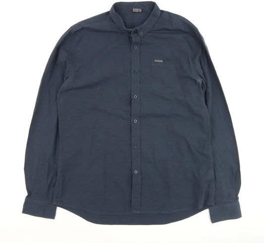 Firetrap Men's Navy Blue XXL Classic Long Sleeve Dress Shirt