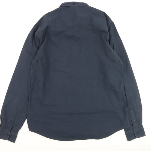 Firetrap Men's Navy Blue XXL Classic Long Sleeve Dress Shirt