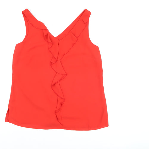 Wallis Women's Red Ruffle V-Neck Sleeveless Camisole Top Size 12