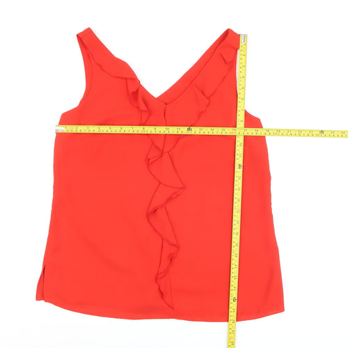 Wallis Women's Red Ruffle V-Neck Sleeveless Camisole Top Size 12