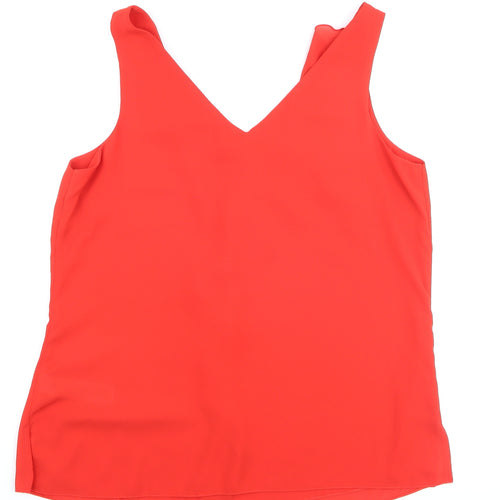 Wallis Women's Red Ruffle V-Neck Sleeveless Camisole Top Size 12
