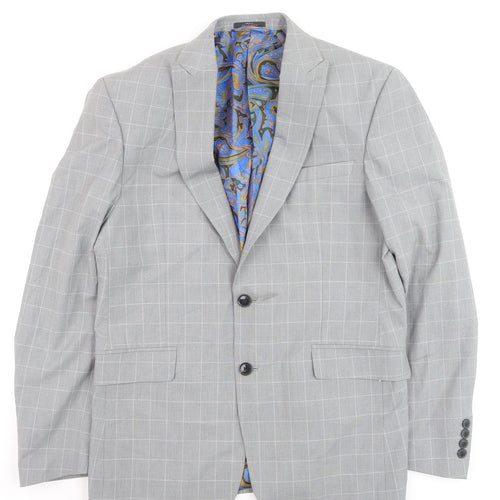 Marks and Spencer Men's Grey Checked Slim Fit Blazer 38R Wool Mix