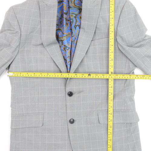 Marks and Spencer Men's Grey Checked Slim Fit Blazer 38R Wool Mix