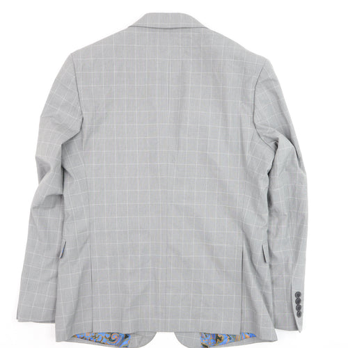 Marks and Spencer Men's Grey Checked Slim Fit Blazer 38R Wool Mix