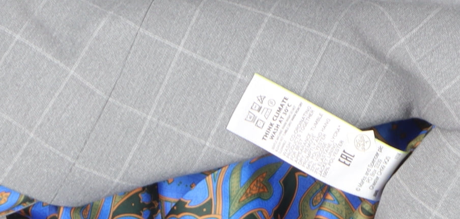 Marks and Spencer Men's Grey Checked Slim Fit Blazer 38R Wool Mix