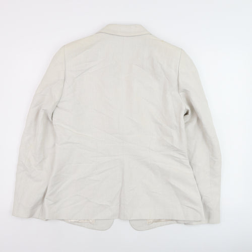 Planet Women Beige Linen Blend Blazer UK 12 Single Breasted Jacket