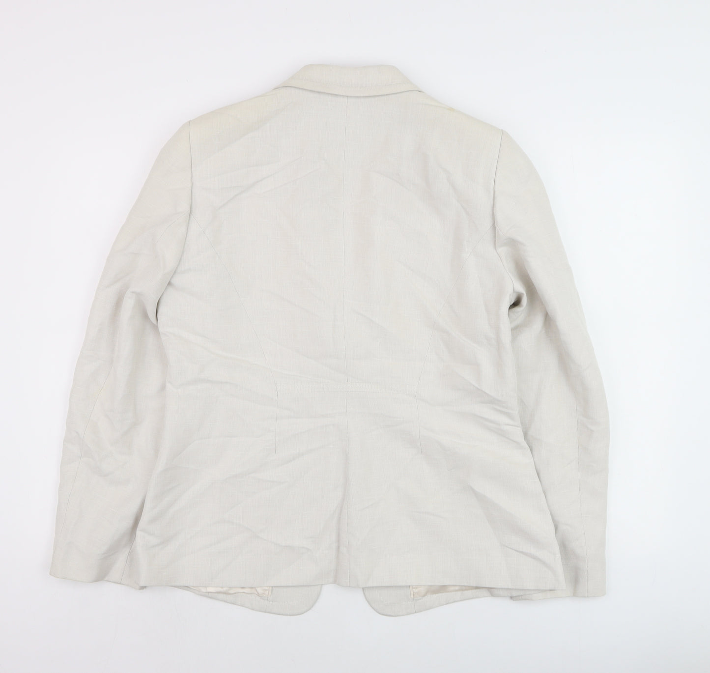 Planet Women Beige Linen Blend Blazer UK 12 Single Breasted Jacket