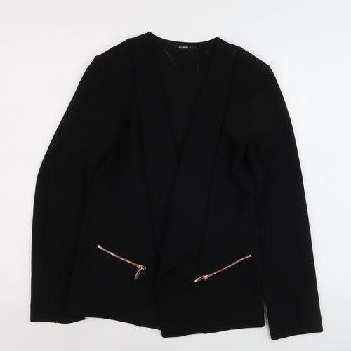 Roman Womens Black Size 10 Open Front Zip Pocket Blazer Jacket