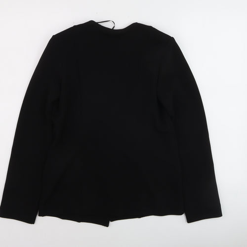 Roman Womens Black Size 10 Open Front Zip Pocket Blazer Jacket