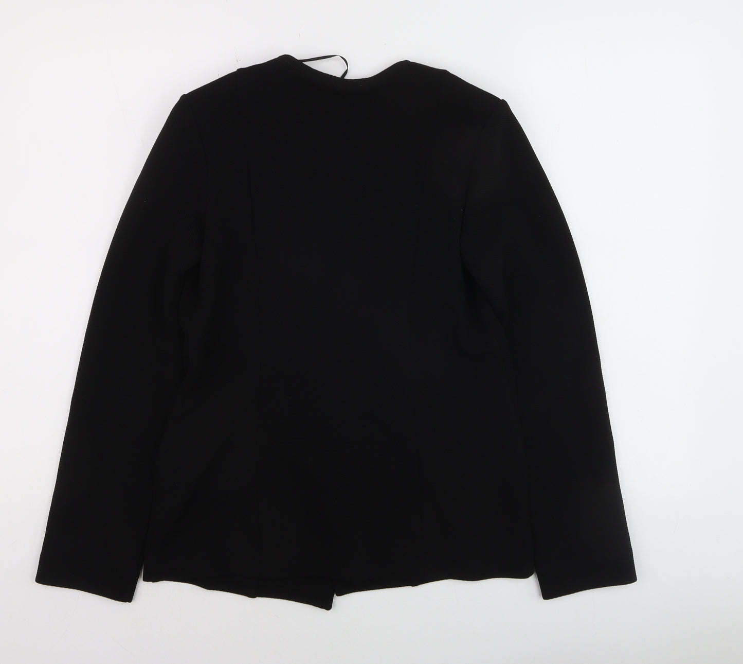 Roman Womens Black Size 10 Open Front Zip Pocket Blazer Jacket