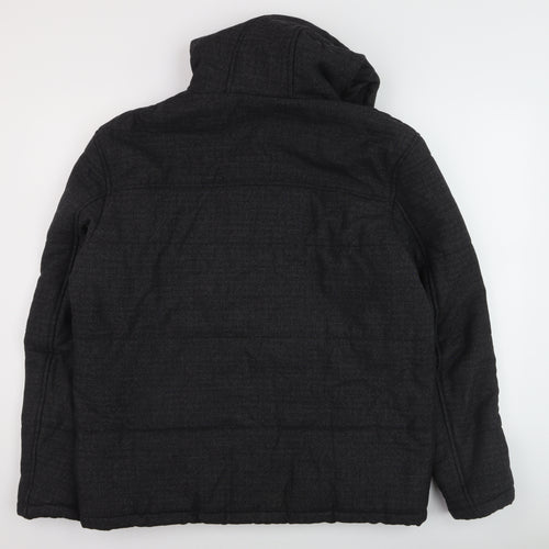 Zara Men's Black Hooded Puffer Jacket Size L Regular Fit Winter Coat
