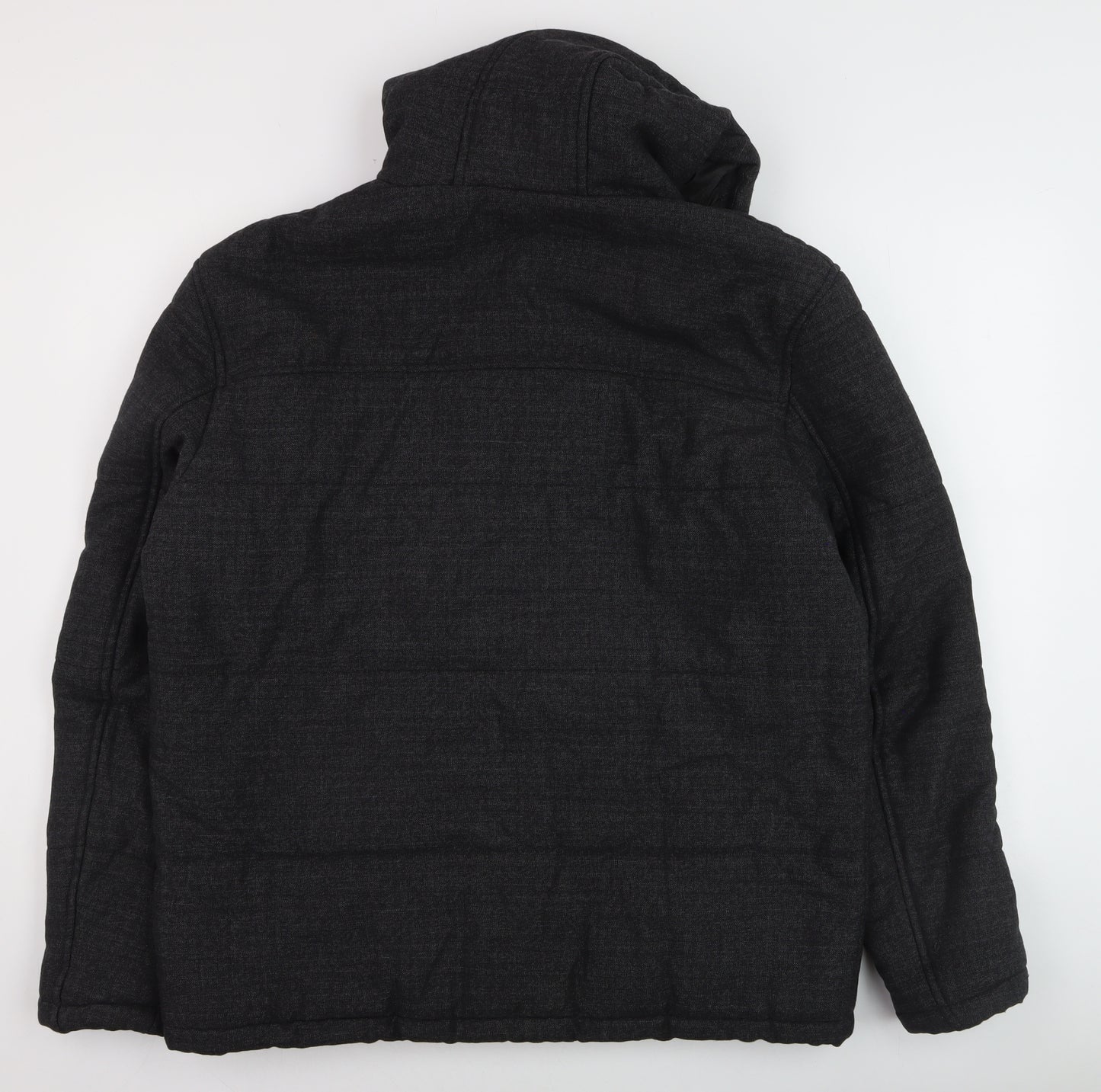 Zara Men's Black Hooded Puffer Jacket Size L Regular Fit Winter Coat