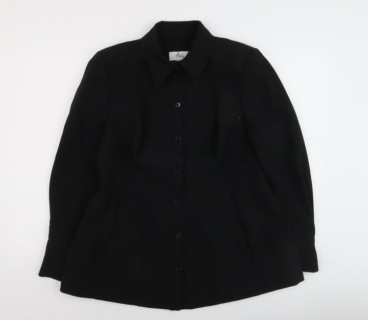Marks and Spencer Womens Black Blazer Jacket Size 16 Regular Fit