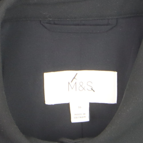 Marks and Spencer Womens Black Blazer Jacket Size 16 Regular Fit